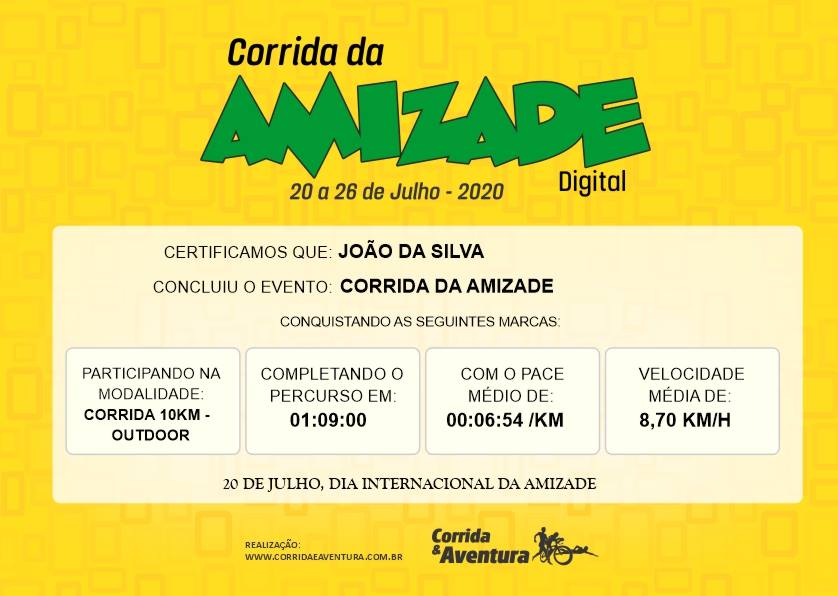 certificado corrida da amizade