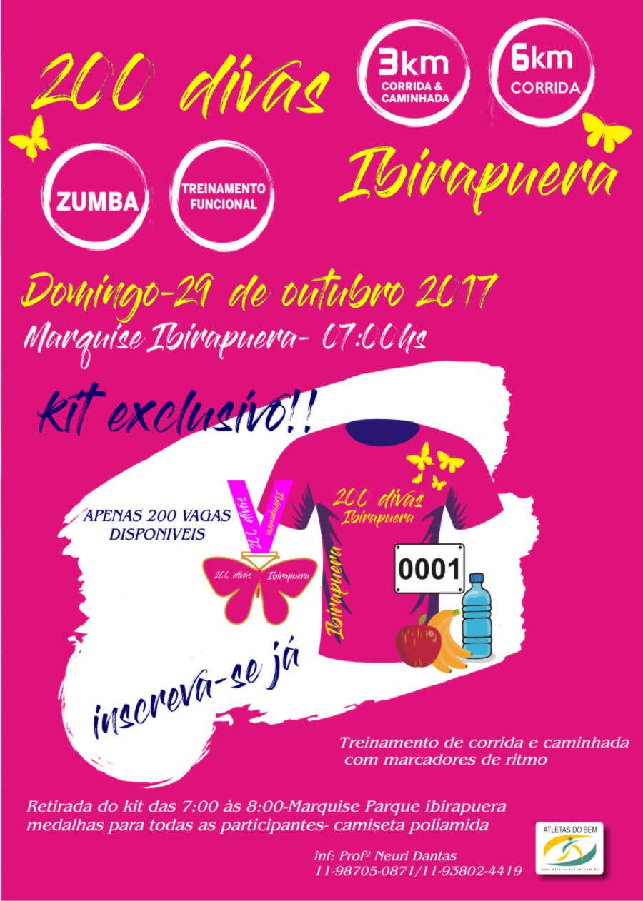 200 DIVAS- ZUMBA- TREINAMENTO FUNCIONAL- CORRIDA 6 KM/ CORRIDA 3KM /CAMINHADA 3KM