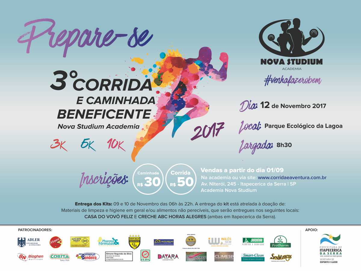 3ª Corrida e Caminhada Beneficente NovaStudium Academia